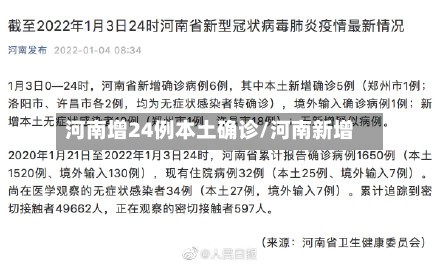河南增24例本土确诊/河南新增